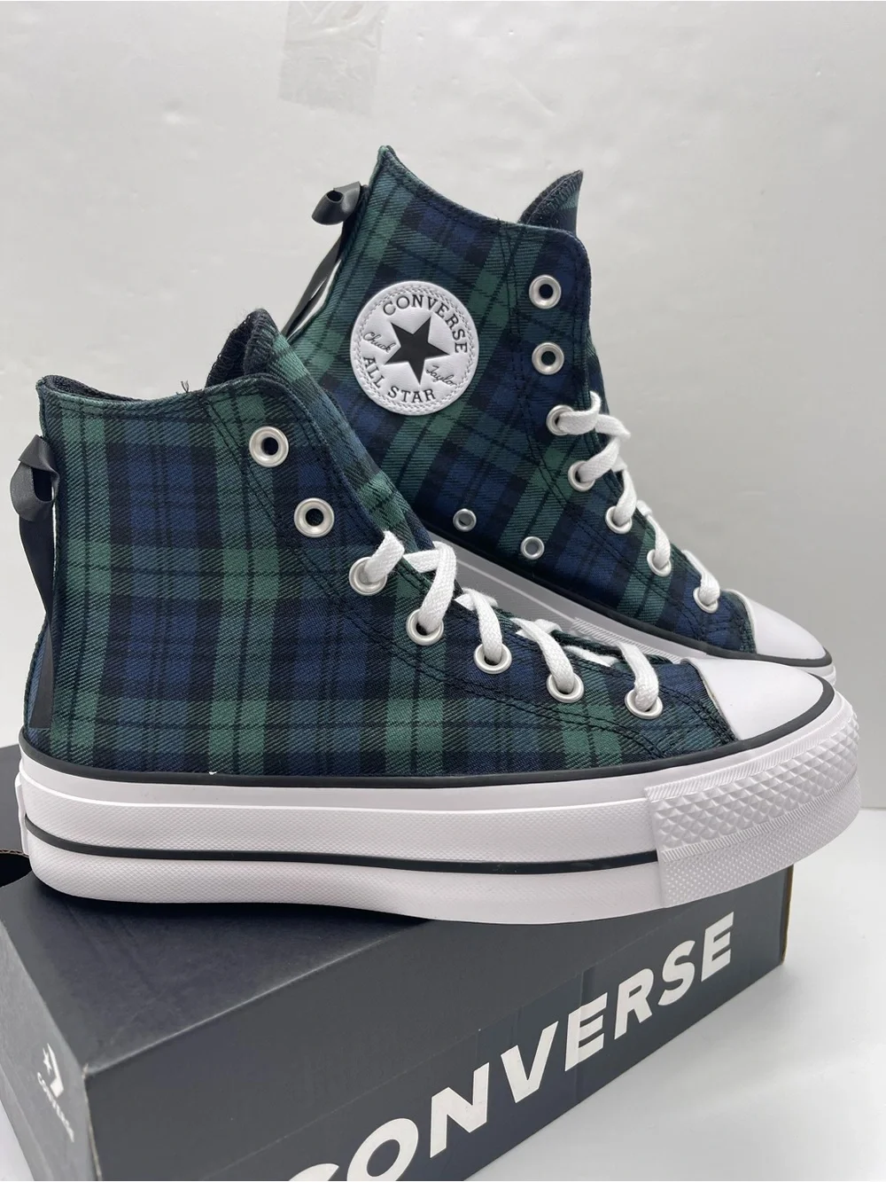 Converse A13879C CTAS LIFT HI NAVY/BLACK/WHITE Platform Sneakers Plaid